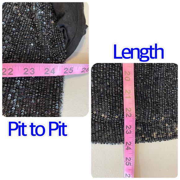 Robert Rodriguez Black Silk Sequin Deep V-Neck Elegant Dressy Oversized Top 12 - Picture 11 of 11